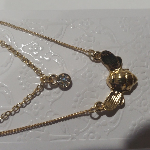 Gold-Tone Bee Crystal Charm Pendant Set of 2 Necklaces - Women's Fashion Jewelry - Picture 5 of 5